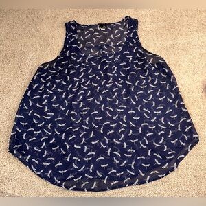 Torrid Navy Blue Sheer Dragonfly Print Tank Top, size 1